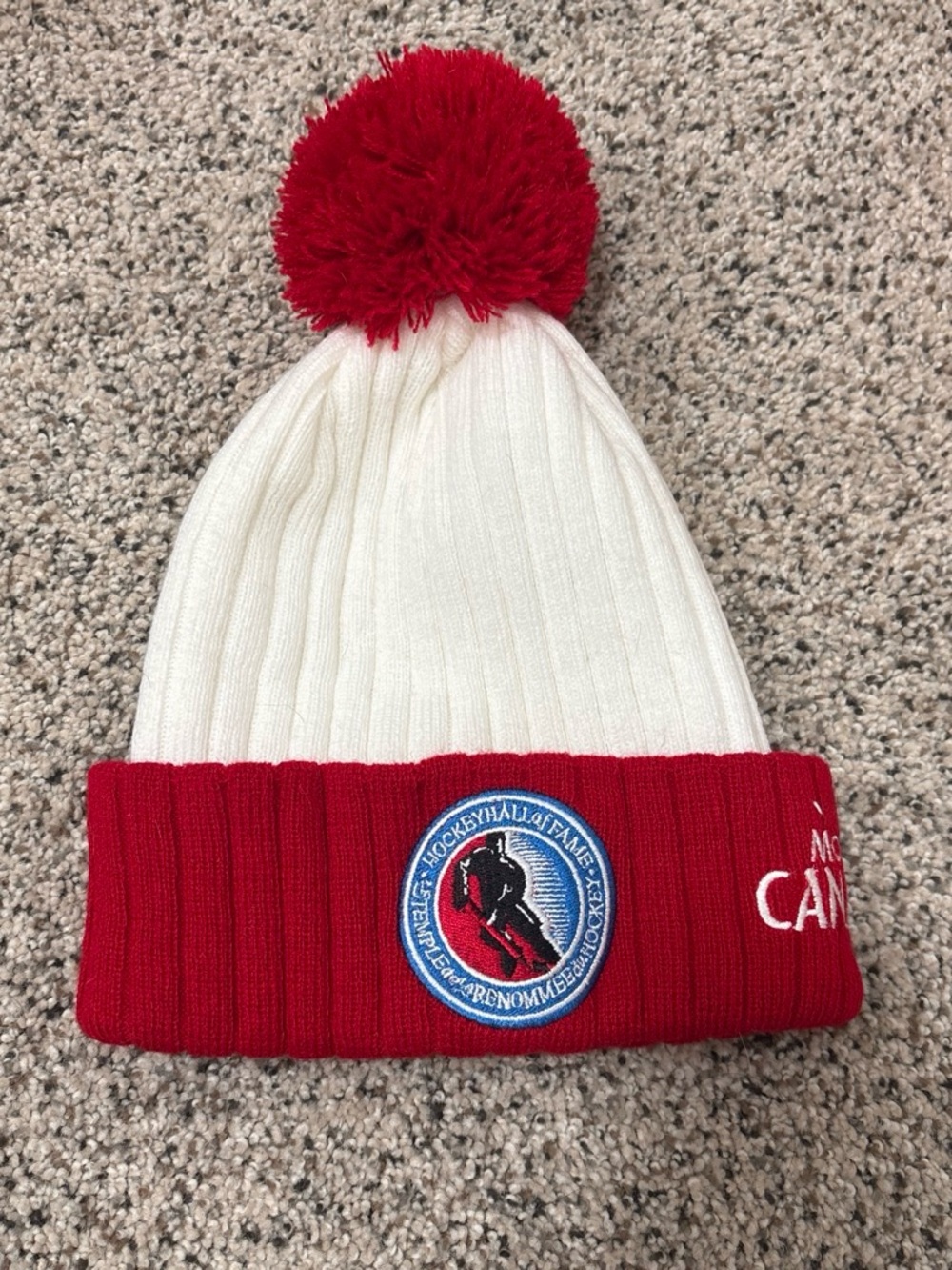 Red & White Pom Beanie Hat -